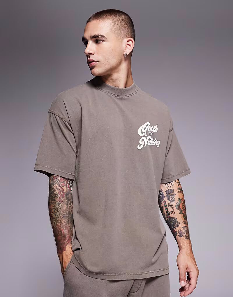 Футболка оверсайз с объемным принтом бежевого цвета Good For Nothing
Футболка оверсайз с объемным принтом бежевого цвета Good For Nothing