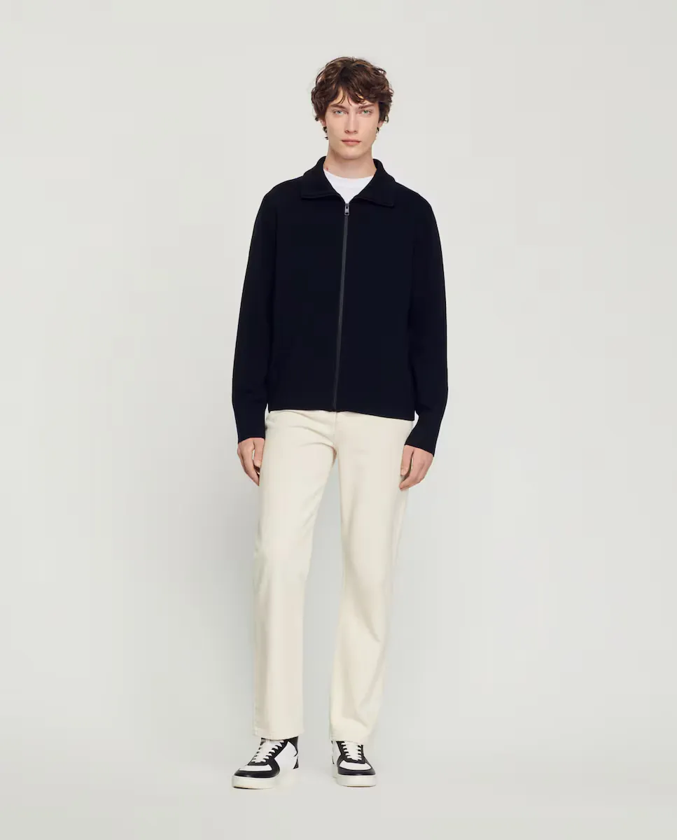 Мужской шерстяной кардиган на молнии Sandro, чёрный
Мужской шерстяной кардиган на молнии Sandro, чёрный