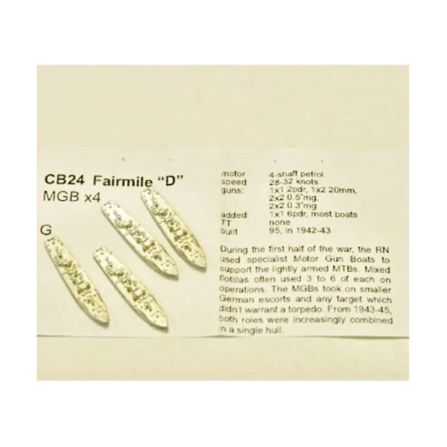 Фэйрмейл Д МГБ, Figurehead Ships - WWII Coastal Forces - British (1:1250) (Noble Miniatures) 
Фэйрмейл Д МГБ, Figurehead Ships - WWII Coastal Forces - British (1:1250) (Noble Miniatures)