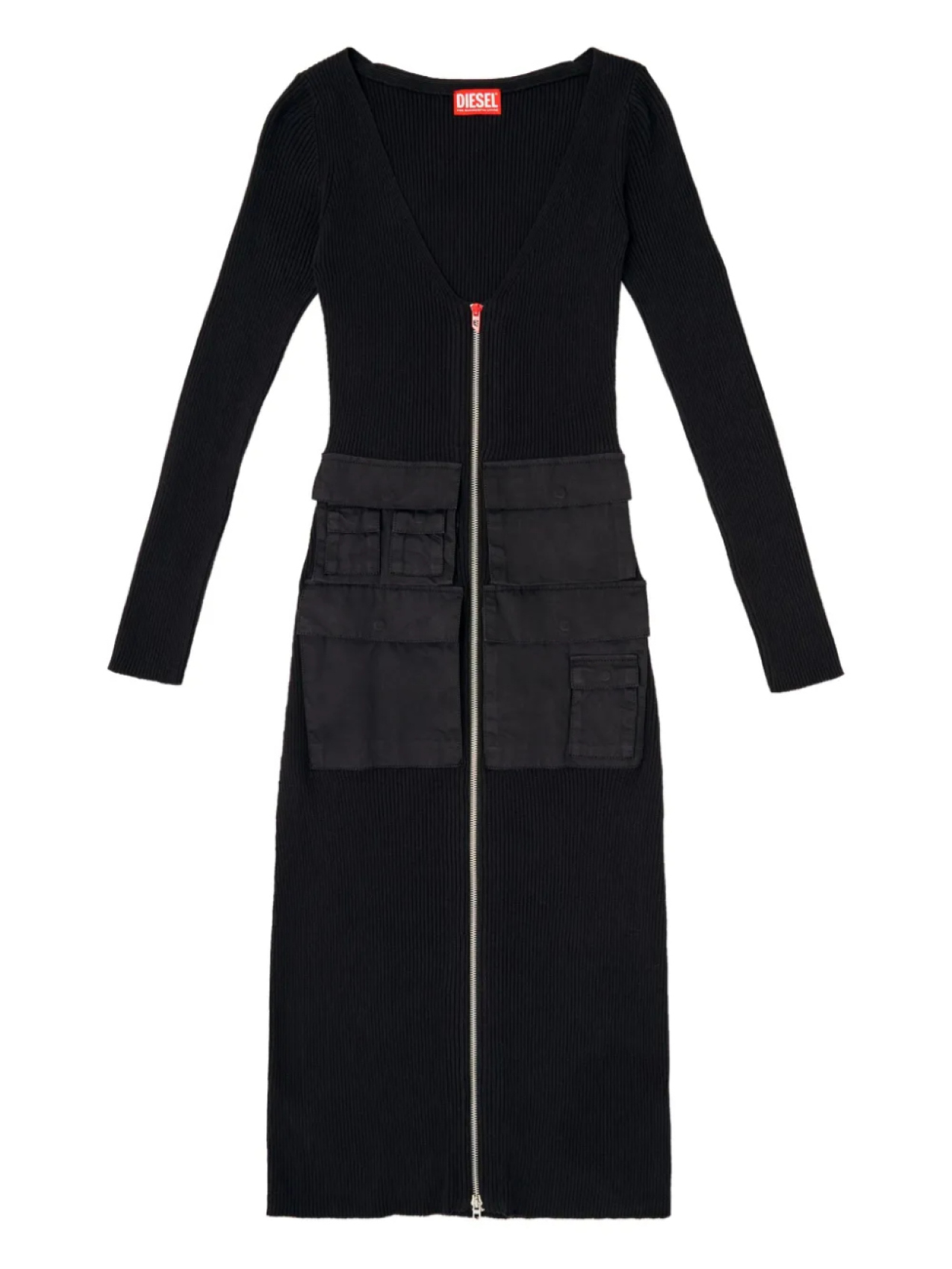 Повседневное платье Diesel в рубчик с карманами на молнии спереди, черный
Повседневное платье Diesel в рубчик с карманами на молнии спереди, черный