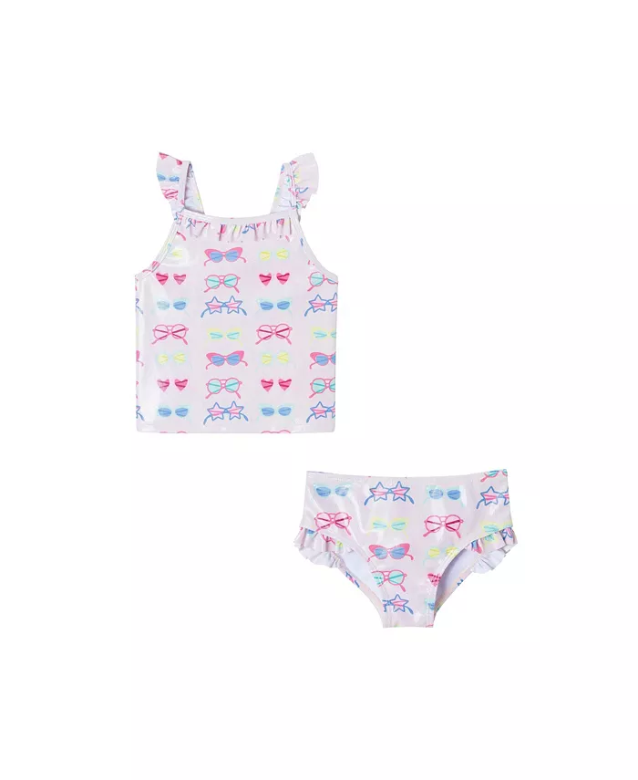 Детский танкини для девочки с принтом "солнцезащитные очки" и рюшами Andy & Evan, розовый 
Детский танкини для девочки с принтом "солнцезащитные очки" и рюшами Andy & Evan, розовый