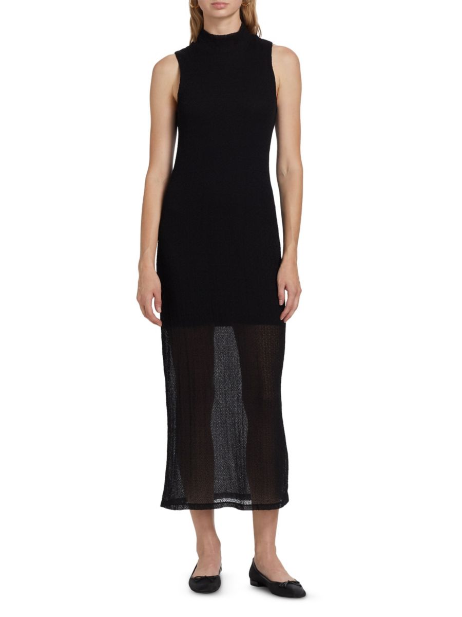 Платье макси без рукавов с сетчатым воротником и имитацией водолазки Frame, черный
Платье макси без рукавов с сетчатым воротником и имитацией водолазки Frame, черный