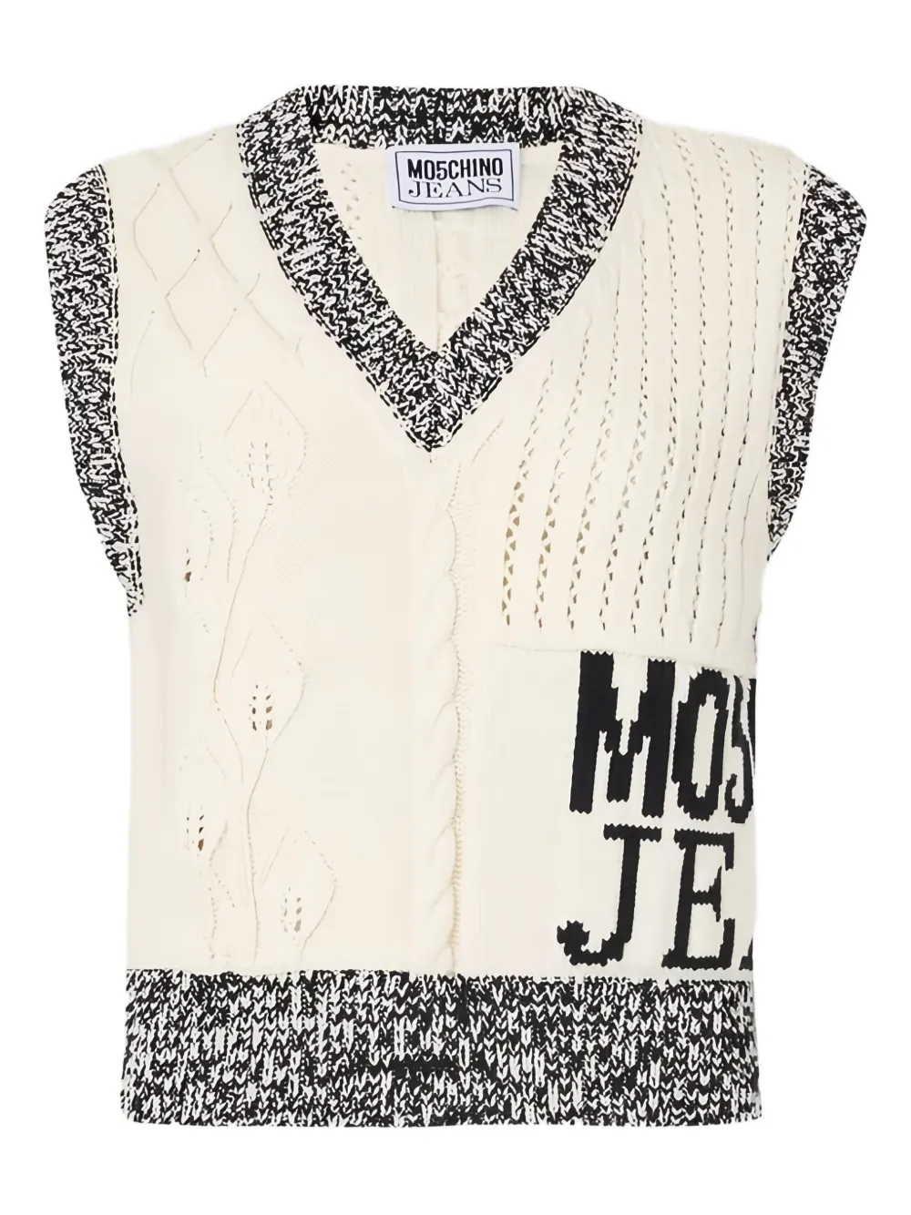 Вязаный жилет с V-образным вырезом Moschino Jeans, нейтральный
Вязаный жилет с V-образным вырезом Moschino Jeans, нейтральный