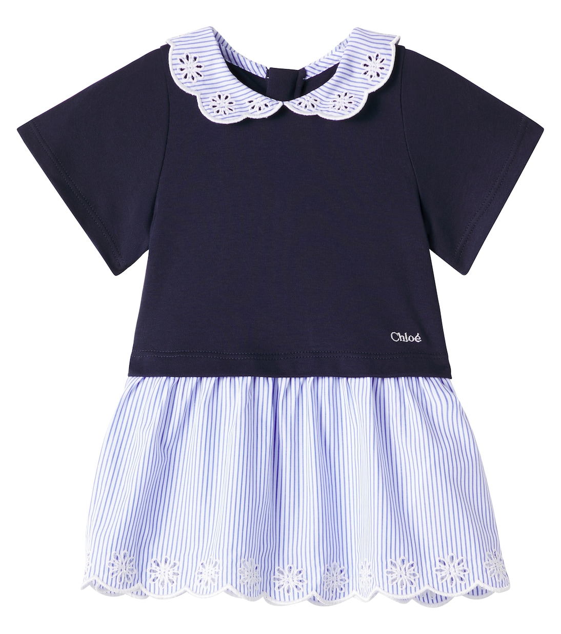 Детское платье из хлопка в полоску с вышивкой ришелье Chloé Kids, White Blue
Детское платье из хлопка в полоску с вышивкой ришелье Chloé Kids, White Blue