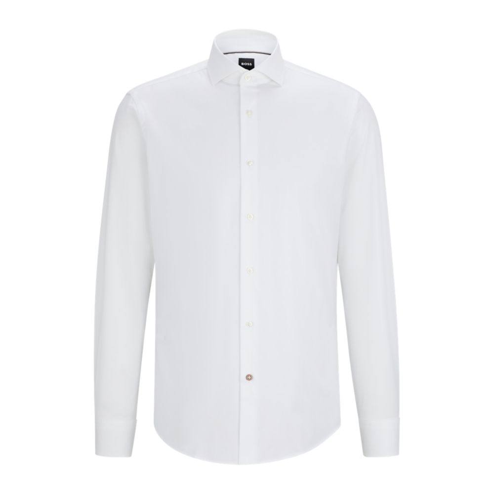 Рубашка прямого кроя из эластичного хлопкового твила BOSS, белый
Рубашка прямого кроя из эластичного хлопкового твила BOSS, белый