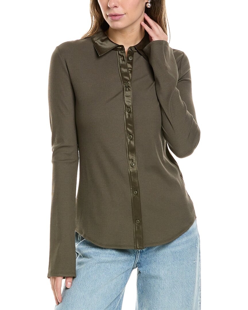 Rag & bone Рубашка на пуговицах из резинки Mix Media, зеленый 
Rag & bone Рубашка на пуговицах из резинки Mix Media, зеленый