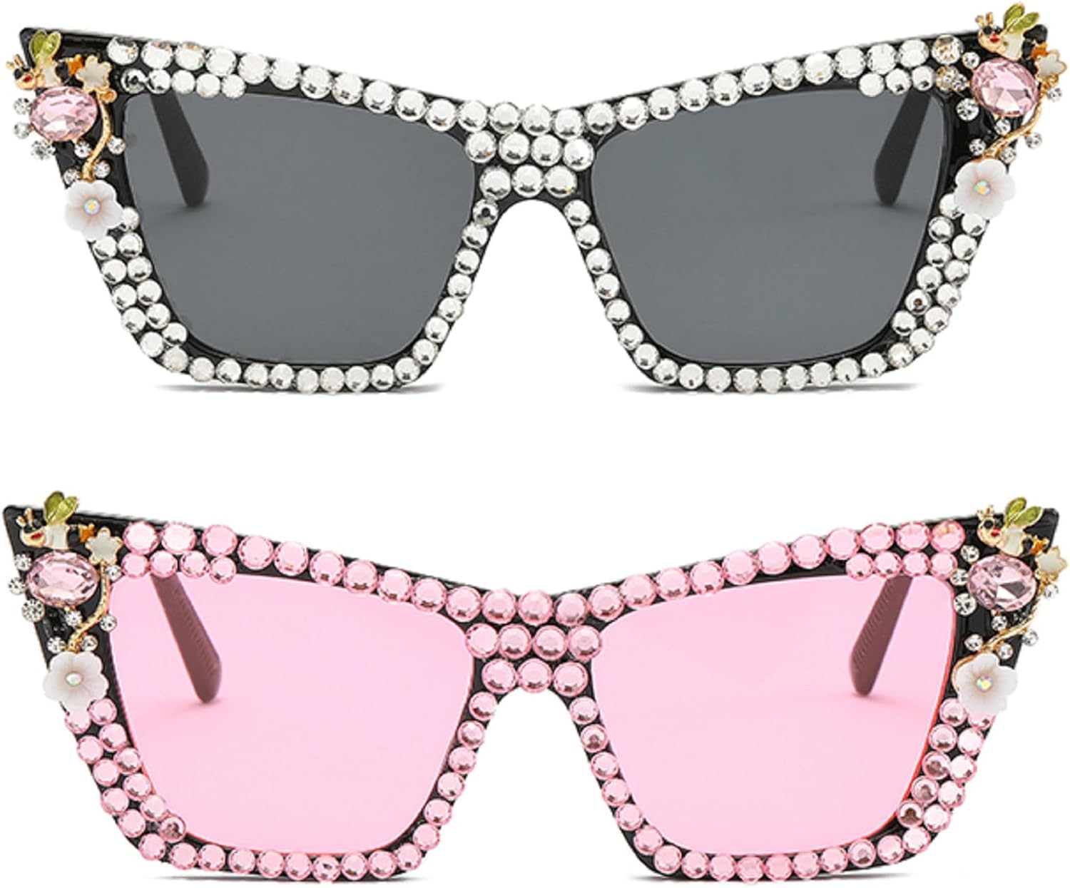 Модные женские солнцезащитные очки «кошачий глаз» с бриллиантами, сверкающими кристаллами, в стиле ретро, с блестками и стразами для вечеринок mincl, 2pcs-black&pink
Модные женские солнцезащитные очки «кошачий глаз» с бриллиантами, сверкающими кристаллами, в стиле ретро, с блестками и стразами для вечеринок mincl, 2pcs-black&pink