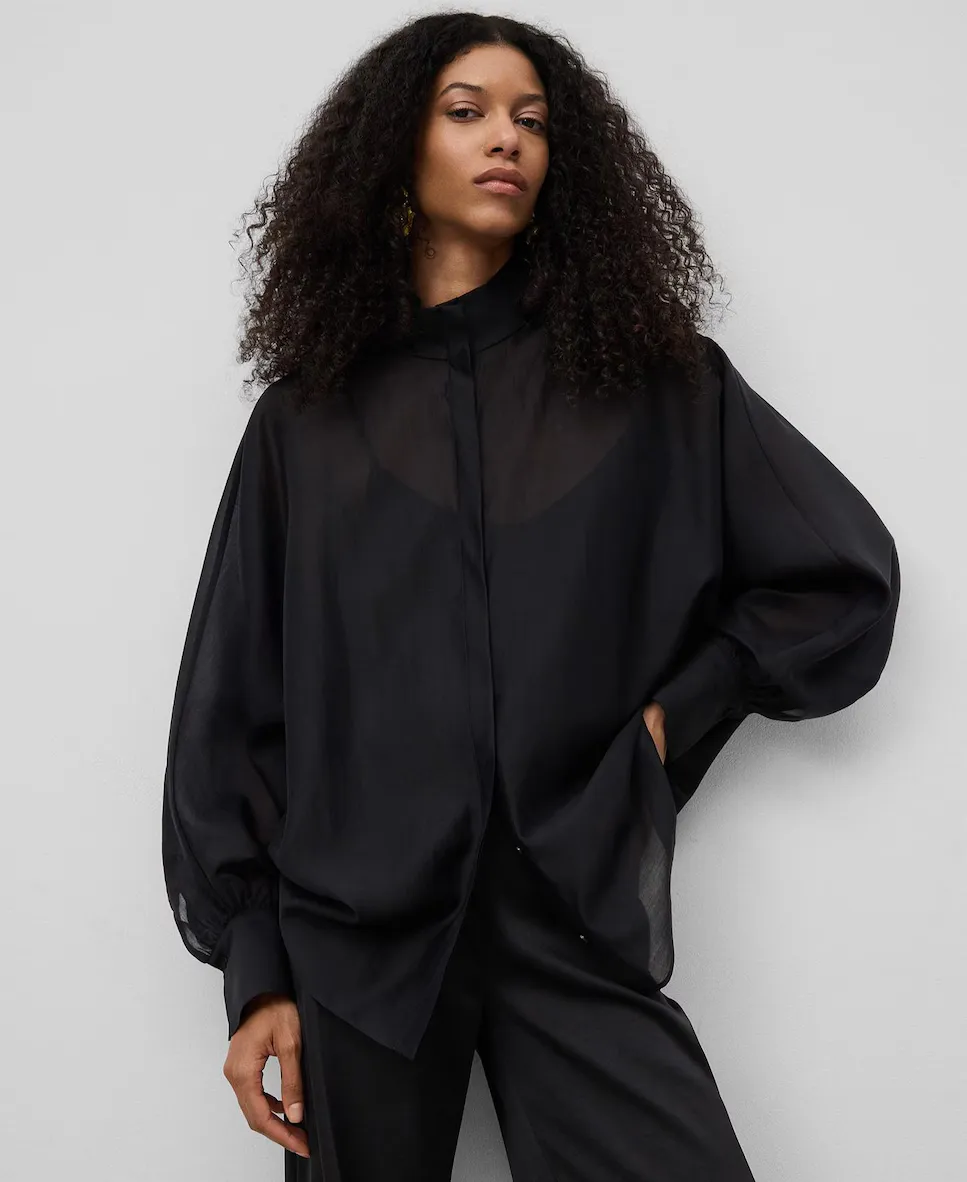 Женская широкая полупрозрачная рубашка Adolfo Dominguez, черный
Женская широкая полупрозрачная рубашка Adolfo Dominguez, черный