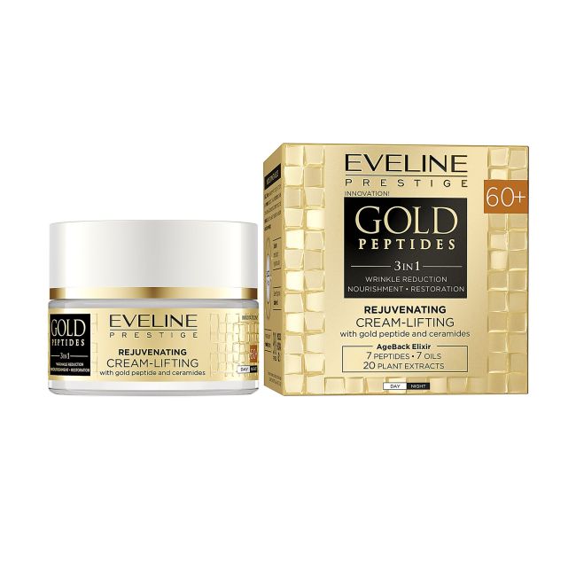 Золотые пептиды 3 в 1 60+ омолаживающий крем-лифтинг дневной и ночной крем для лица Eveline, 50 мл
Золотые пептиды 3 в 1 60+ омолаживающий крем-лифтинг дневной и ночной крем для лица Eveline, 50 мл