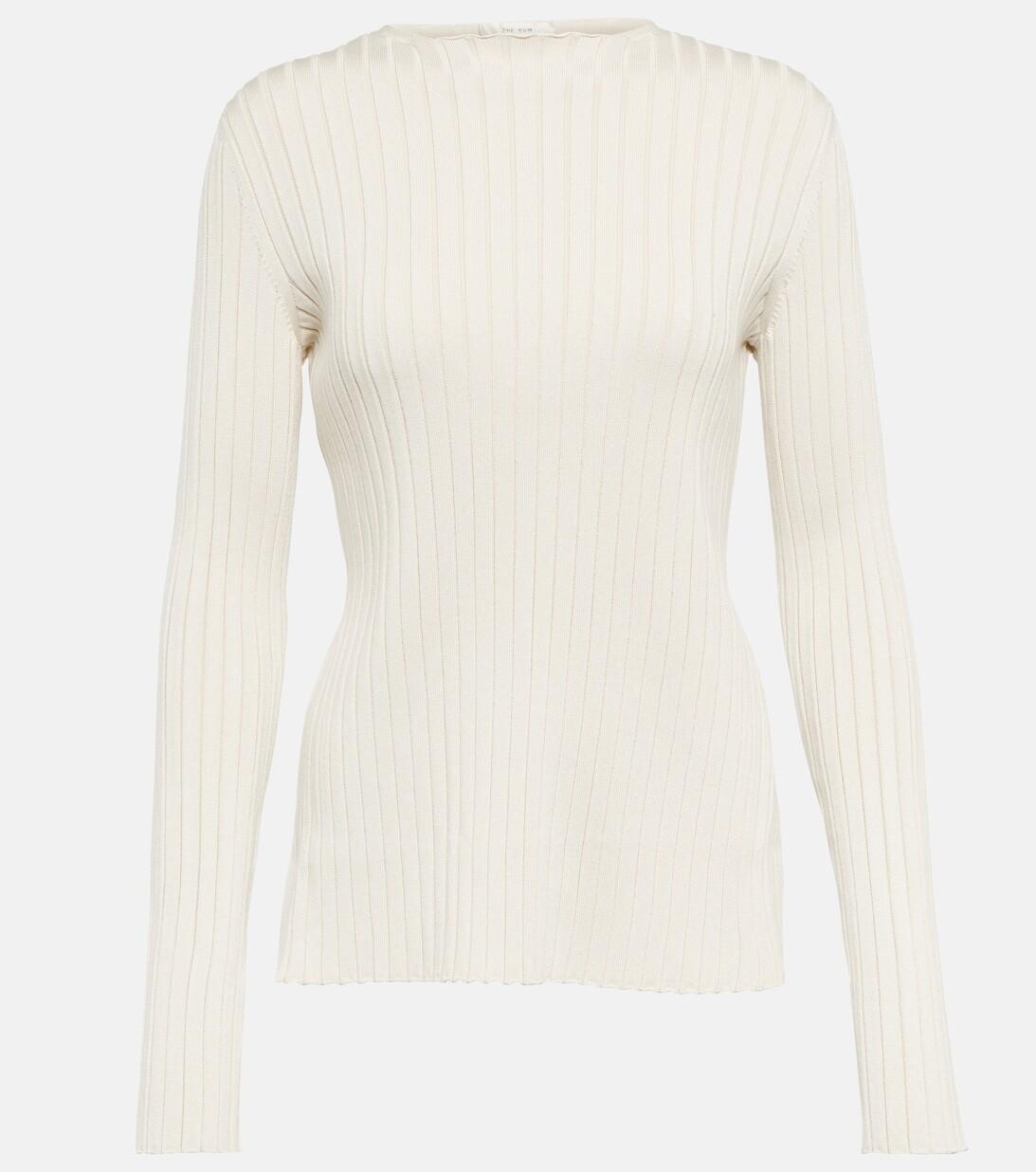 Шелковый топ Ash в рубчик с вырезами THE ROW, белый
Шелковый топ Ash в рубчик с вырезами THE ROW, белый