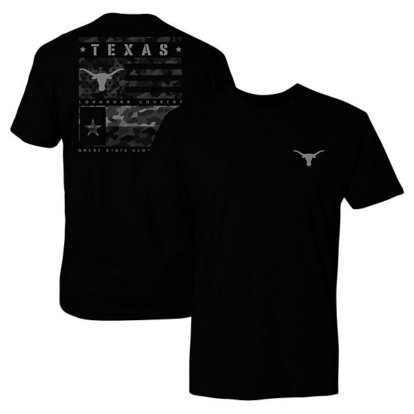 Мужская футболка black texas longhorns camo flag panel Great State Clothing
Мужская футболка black texas longhorns camo flag panel Great State Clothing