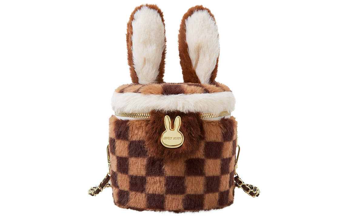 Плюшевая сумка-ведро через плечо кроссбоди малого размера женская разноцветная Miffy, экрю 
Плюшевая сумка-ведро через плечо кроссбоди малого размера женская разноцветная Miffy, экрю