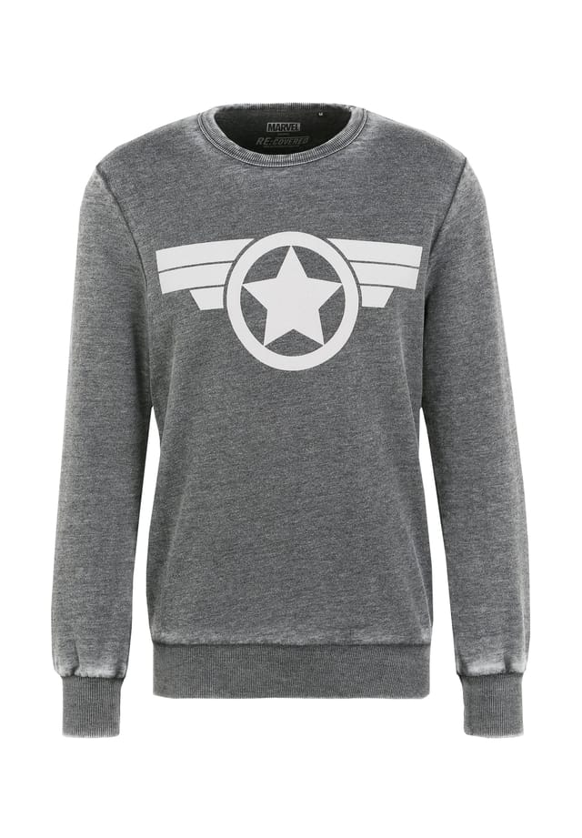 Толстовка Marvel Captain America с крутым принтом Marvel Re:Covered, серый 
Толстовка Marvel Captain America с крутым принтом Marvel Re:Covered, серый