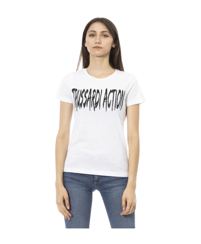 Белая хлопковая футболка с короткими рукавами и принтом спереди. Trussardi, белый
Белая хлопковая футболка с короткими рукавами и принтом спереди. Trussardi, белый