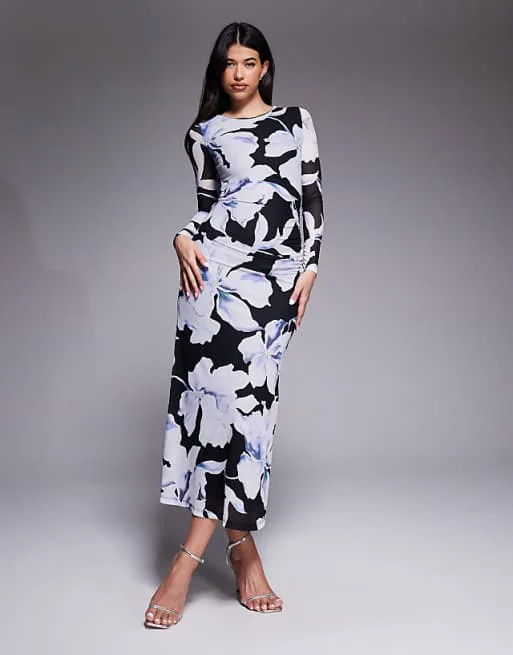 Черно-синее сетчатое платье макси Forever New с цветочным принтом
Черно-синее сетчатое платье макси Forever New с цветочным принтом