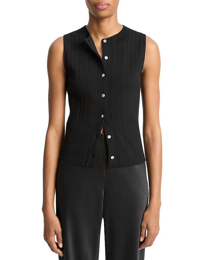 Безрукавный кардиган на пуговицах Vince, черный
Безрукавный кардиган на пуговицах Vince, черный