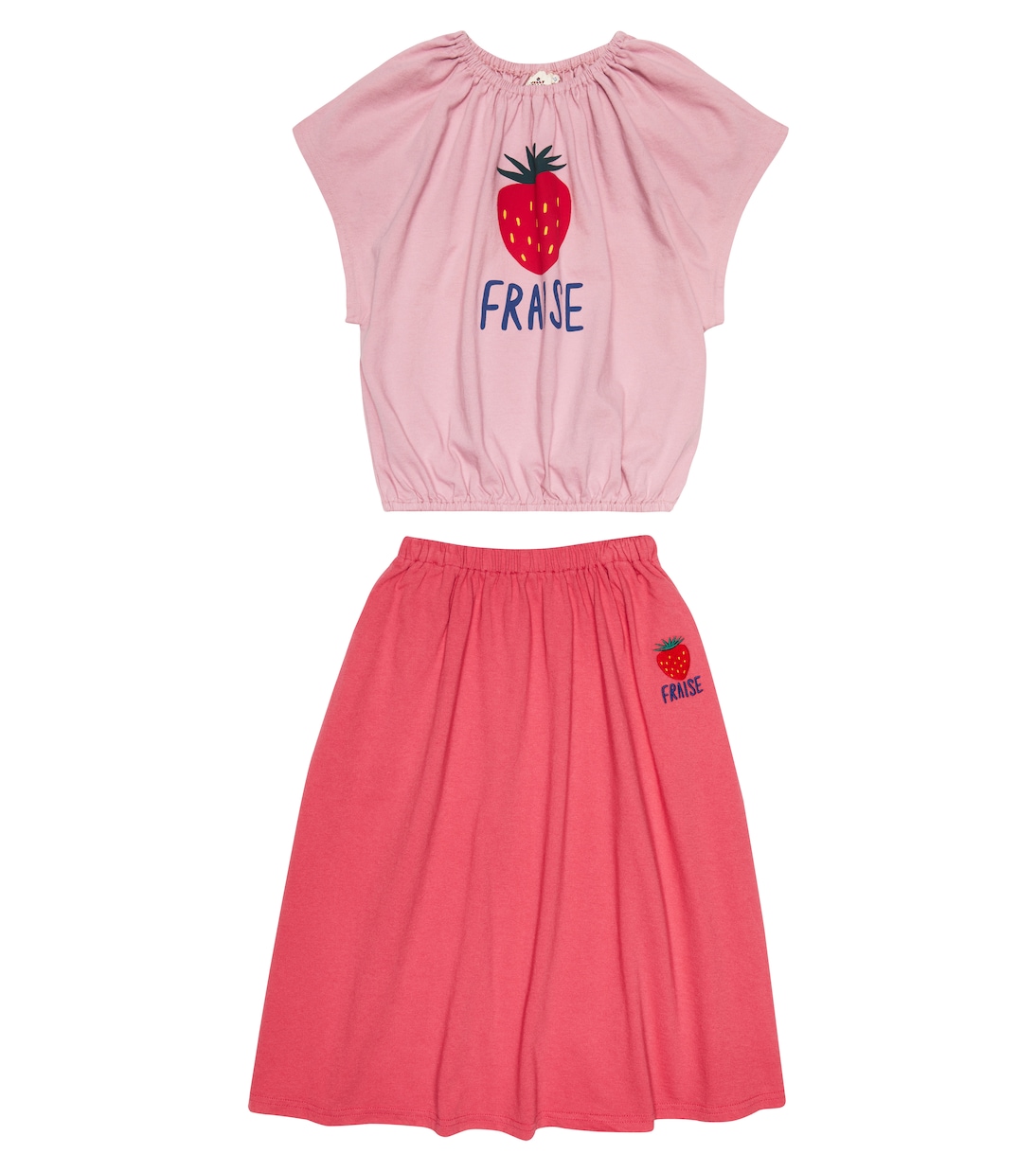 Комплект из хлопковой футболки и юбки с принтом Jellymallow, розовый 
Комплект из хлопковой футболки и юбки с принтом Jellymallow, розовый