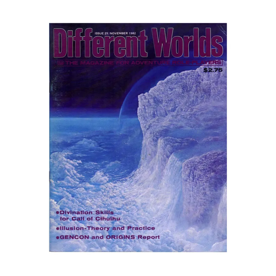 Журнал #25 "Divination Skills for Call of Cthulhu, Traveller", Different Worlds Magazine
Журнал #25 "Divination Skills for Call of Cthulhu, Traveller", Different Worlds Magazine