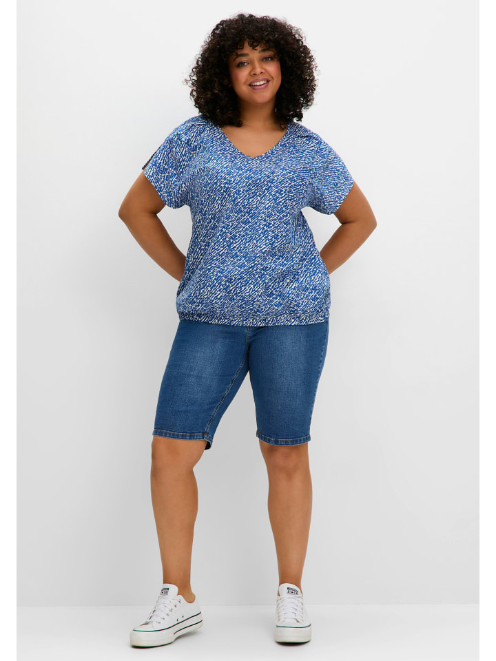 Тканевые шорты sheego, синий деним
Тканевые шорты sheego, синий деним