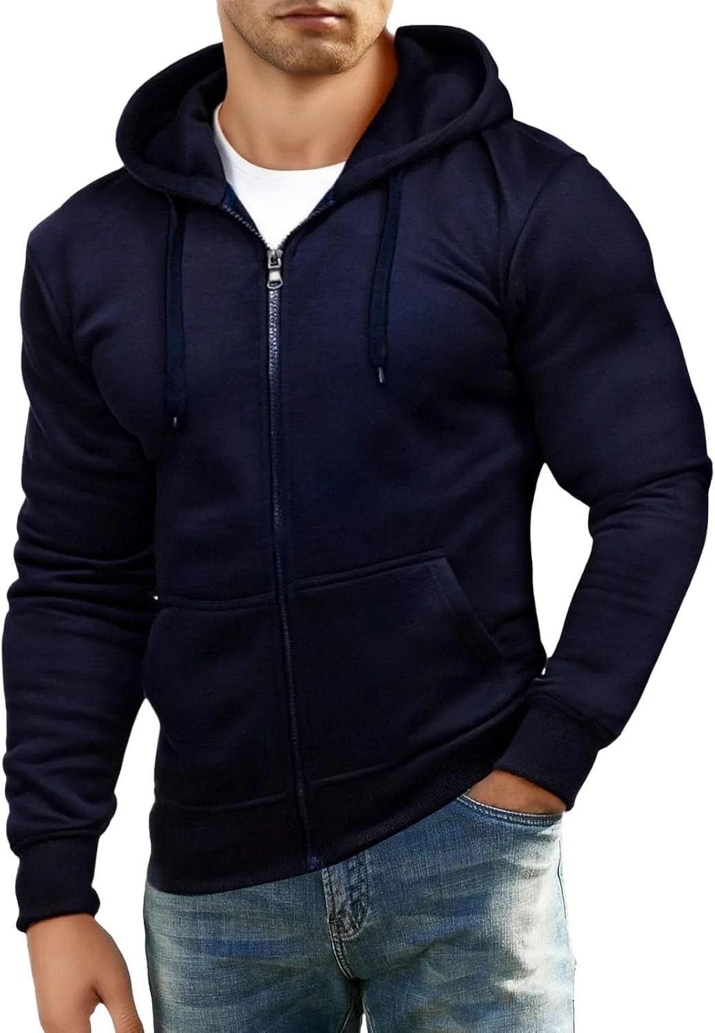 Мужская худи с капюшоном на молнии и карманами VgueElegc
Мужская худи с капюшоном на молнии и карманами VgueElegc