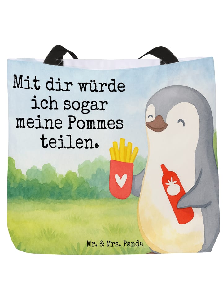 Сумка-шоппер с изображением пингвина и картофеля фри и слоганом белого цвета Mr. & Mrs. Panda
Сумка-шоппер с изображением пингвина и картофеля фри и слоганом белого цвета Mr. & Mrs. Panda