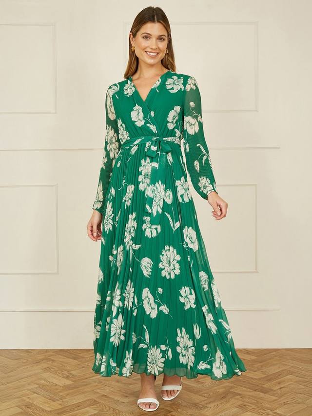 Макси-платье с запахом в цветочную складку Yumi, цвет Green/White 
Макси-платье с запахом в цветочную складку Yumi, цвет Green/White