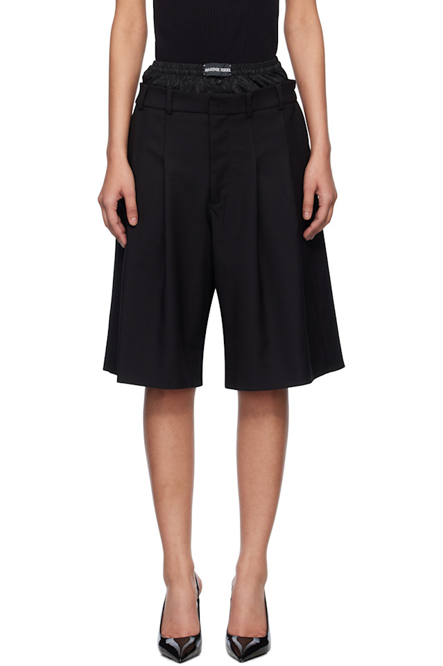 Шорты из чистой шерсти твил Marine Serre, черный
Шорты из чистой шерсти твил Marine Serre, черный