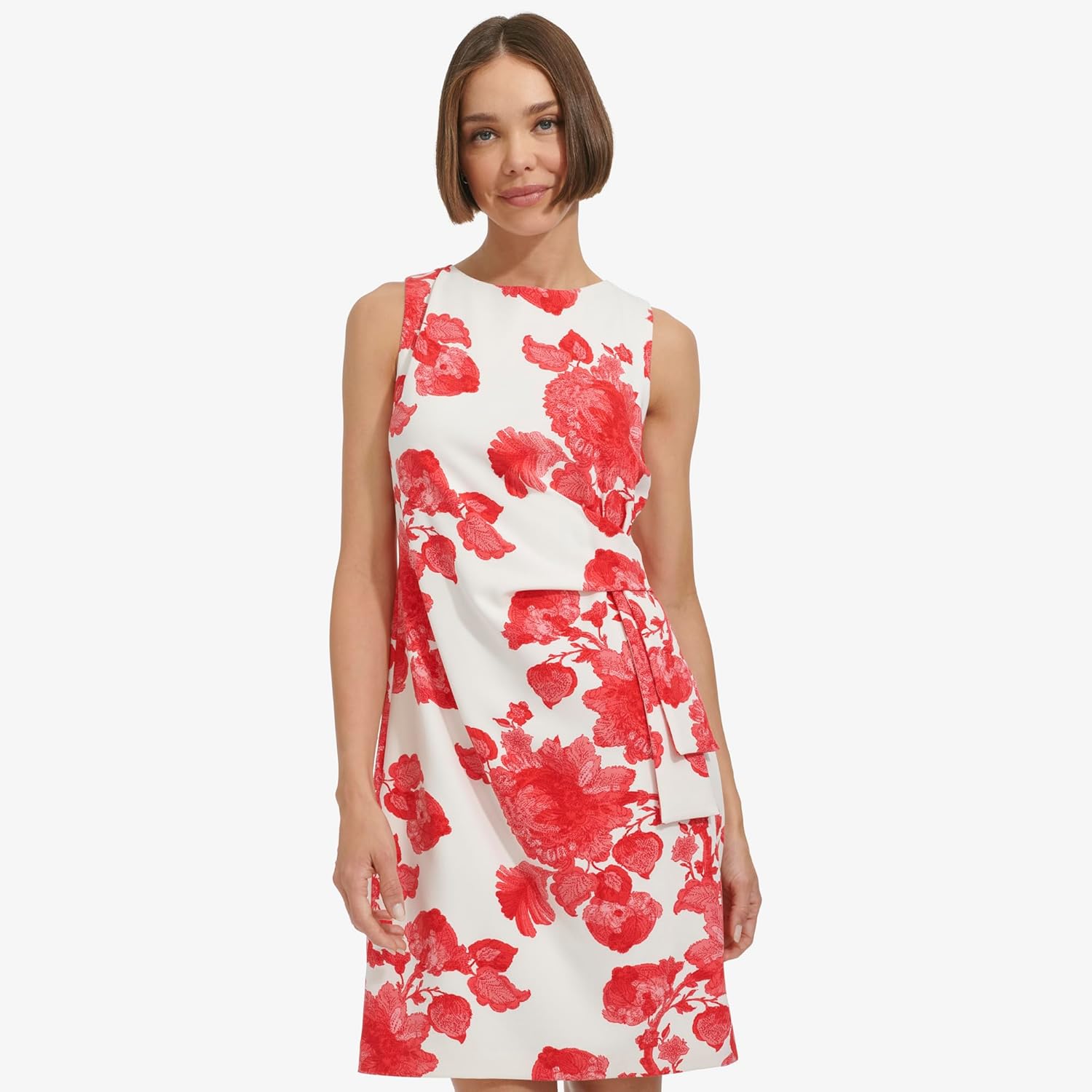 Женское мини-платье-футляр без рукавов с вырезом-лодочкой от Tommy Hilfiger со складками, Guava Multi
Женское мини-платье-футляр без рукавов с вырезом-лодочкой от Tommy Hilfiger со складками, Guava Multi