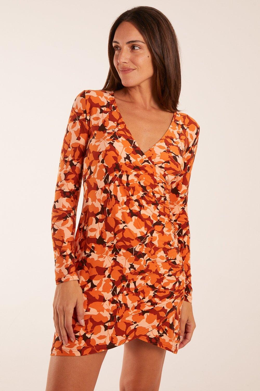 Мини-платье со сборками и фиксированным запахом Blue Vanilla, оранжевый
Мини-платье со сборками и фиксированным запахом Blue Vanilla, оранжевый