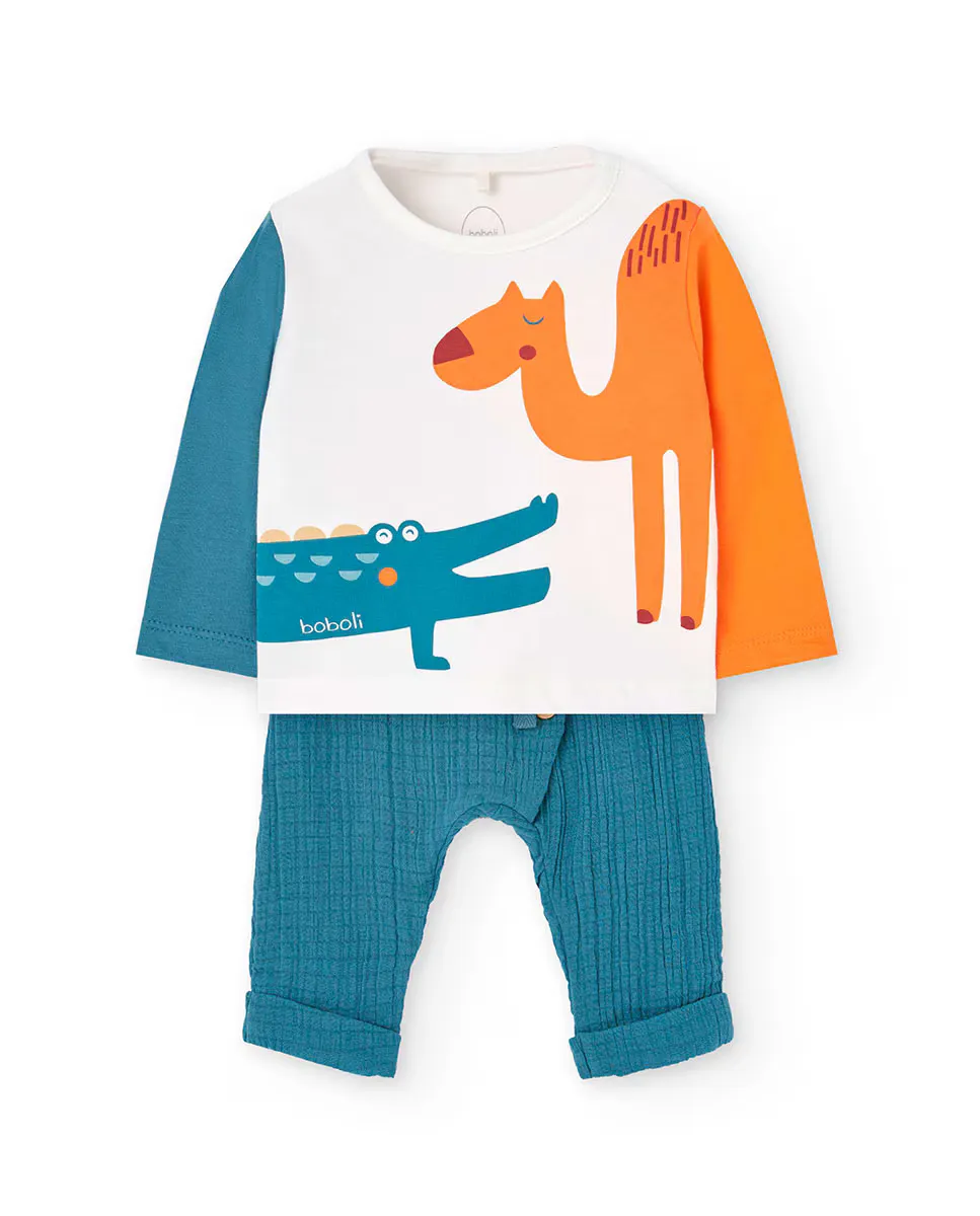 Комплект из футболки с длинными рукавами и брюк для девочки Boboli, белый
Комплект из футболки с длинными рукавами и брюк для девочки Boboli, белый