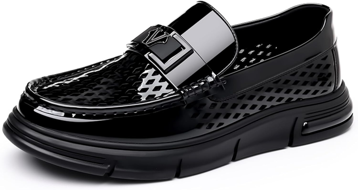 Мужские лоферы из перфорированной лакированной кожи, стильная повседневная обувь - идеально подходят для делового повседневного стиля, ежедневных поездок на работу и прогулок Kpdwfms, черный
Мужские лоферы из перфорированной лакированной кожи, стильная повседневная обувь - идеально подходят для делового повседневного стиля, ежедневных поездок на работу и прогулок Kpdwfms, черный