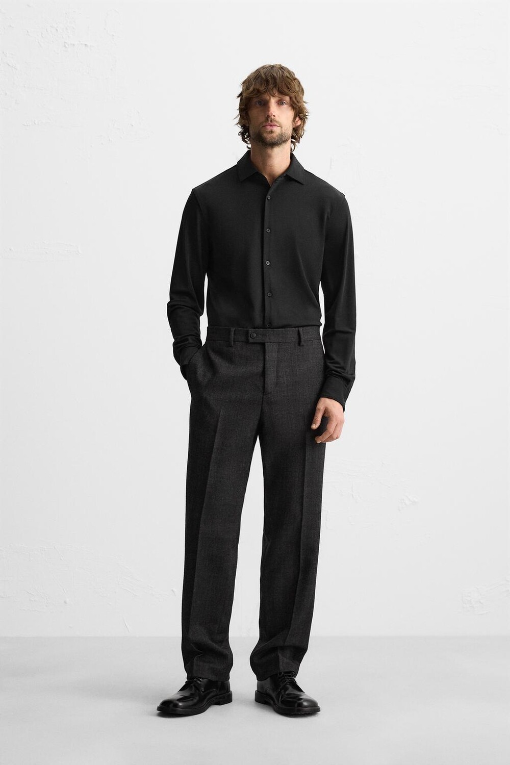 Текстурированная стрейч рубашка ZARA, черный
Текстурированная стрейч рубашка ZARA, черный