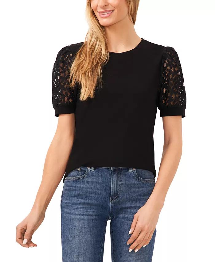 Женский вязаный топ с пышными рукавами и комбинированной вязкой CeCe, черный
Женский вязаный топ с пышными рукавами и комбинированной вязкой CeCe, черный