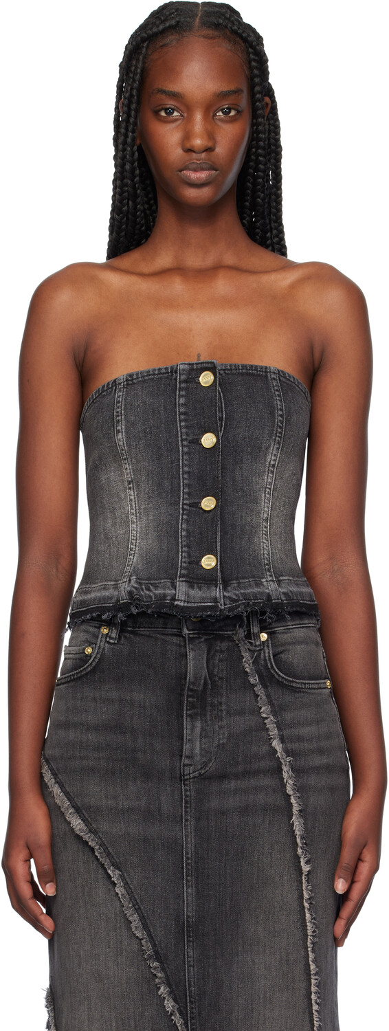 Черный стираный джинсовый топ GANNI
Черный стираный джинсовый топ GANNI