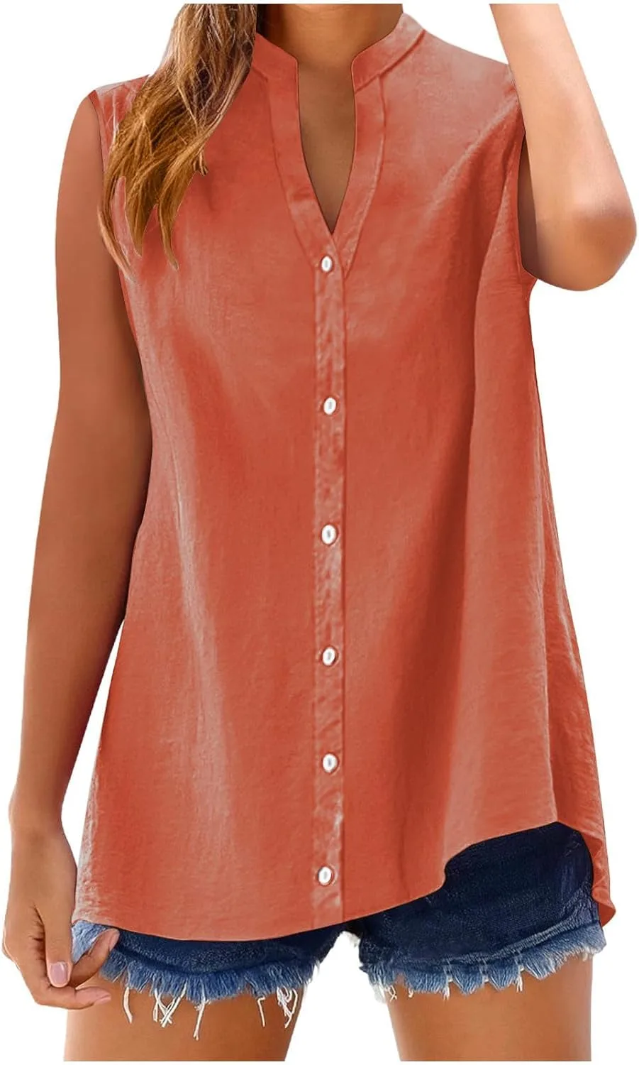 Женская блузка Plus Size из хлопка и льна с V-образным вырезом и коротким рукавом
Женская блузка Plus Size из хлопка и льна с V-образным вырезом и коротким рукавом