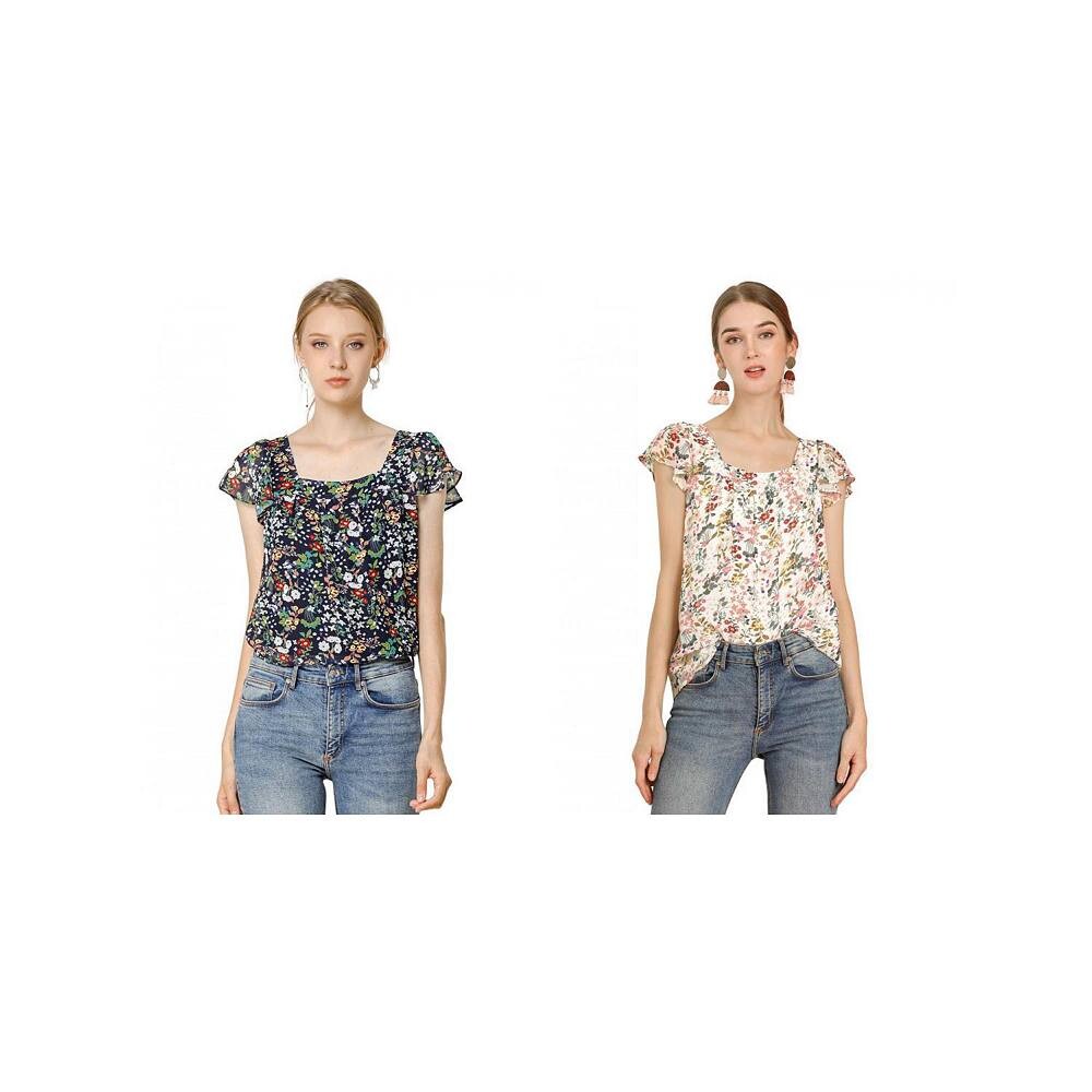 2 упаковки женских шифоновых блузок с рюшами и рукавами в винтажном стиле, многослойные блузки с цветочным принтом, топы ALLEGRA K, цвет White Navy Blue
2 упаковки женских шифоновых блузок с рюшами и рукавами в винтажном стиле, многослойные блузки с цветочным принтом, топы ALLEGRA K, цвет White Navy Blue