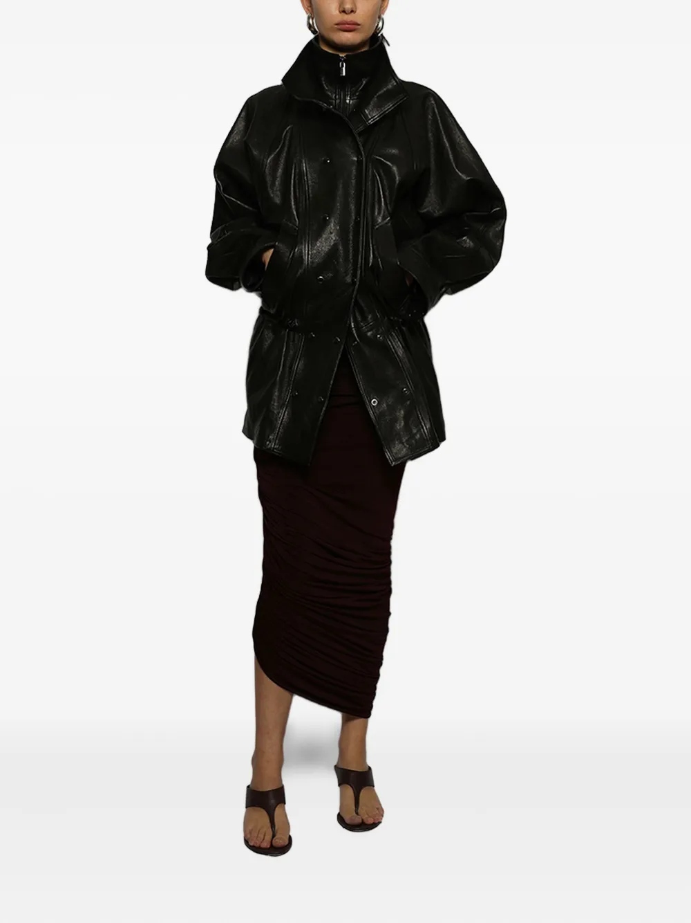 Двубортная кожаная куртка Magda Butrym, черный
Двубортная кожаная куртка Magda Butrym, черный