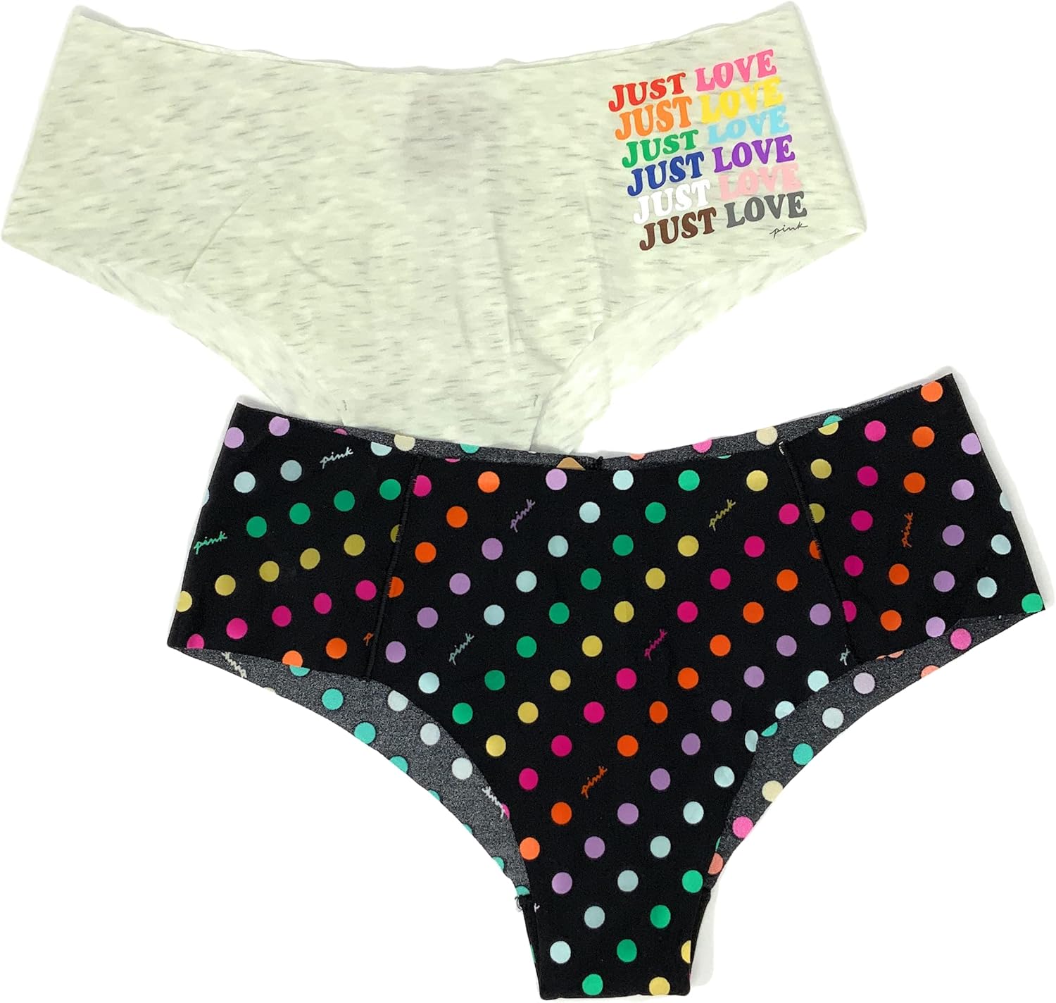 Victoria's Secret Pink No-Show Cheekster трусики, набор из 2 штук, Rainbow Logos/Polka Dots
Victoria's Secret Pink No-Show Cheekster трусики, набор из 2 штук, Rainbow Logos/Polka Dots