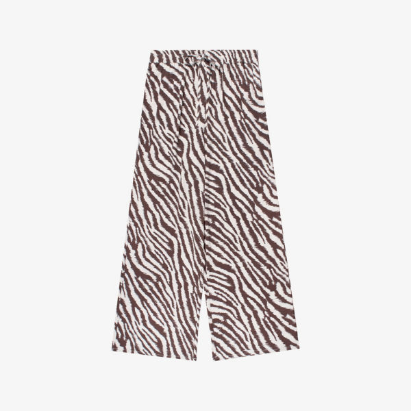 Брюки Ro&Zo из ткани с принтом "зебра" на эластичной резинке, коричневый
Брюки Ro&Zo из ткани с принтом "зебра" на эластичной резинке, коричневый