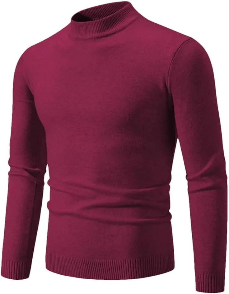 Мужской однотонный вязаный свитер с полувысоким воротником
Мужской однотонный вязаный свитер с полувысоким воротником
