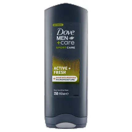 Men+Care Sport Care Активный и свежий гель для душа, лица и волос 250 мл Dove
Men+Care Sport Care Активный и свежий гель для душа, лица и волос 250 мл Dove