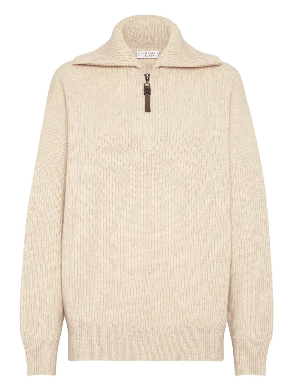 Свитер с воротником на молнии Brunello Cucinelli, бежевый
Свитер с воротником на молнии Brunello Cucinelli, бежевый