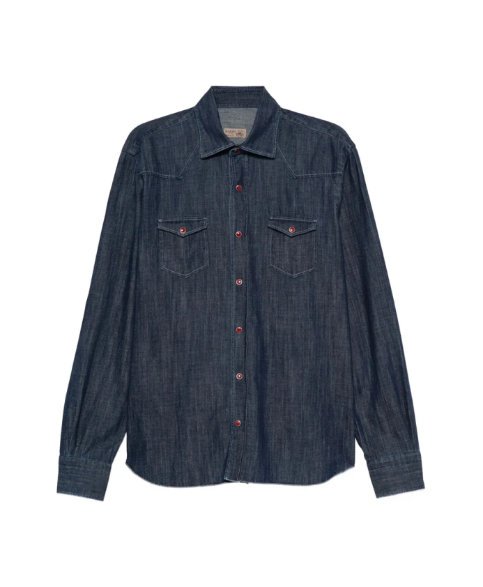 Синяя джинсовая рубашка на пуговицах Barba, синий
Синяя джинсовая рубашка на пуговицах Barba, синий