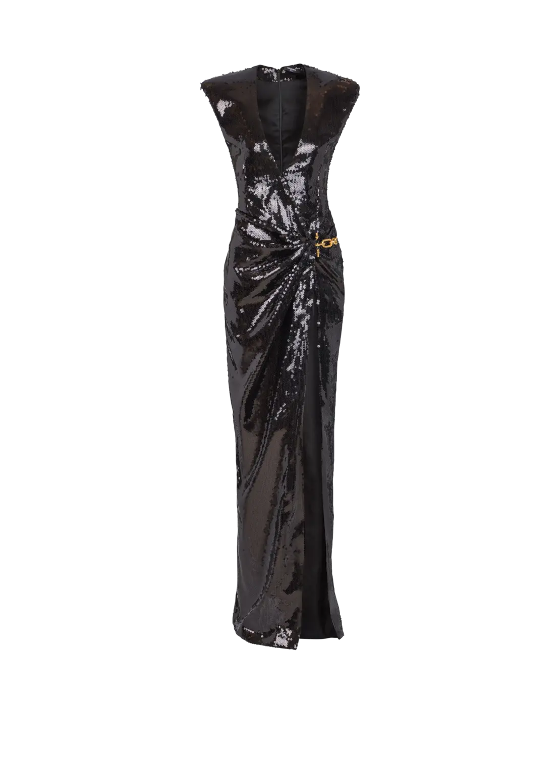 Длинное драпированное платье из пайеток с декоративной отделкой Balmain, черный
Длинное драпированное платье из пайеток с декоративной отделкой Balmain, черный