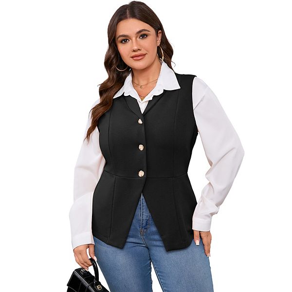 Женский жилет Plus size, без рукавов, деловой, на пуговицах Seoria, Black
Женский жилет Plus size, без рукавов, деловой, на пуговицах Seoria, Black