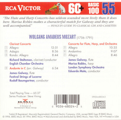 CD диск Mozart / Stoltzman / Galway / Robles: Clarinet Concerto / Flute & Harp Concerto
CD диск Mozart / Stoltzman / Galway / Robles: Clarinet Concerto / Flute & Harp Concerto