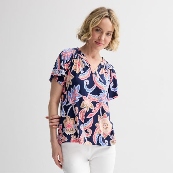 Укороченный топ с регланом и сборками Croft & Barrow, цвет navy crafted garden
Укороченный топ с регланом и сборками Croft & Barrow, цвет navy crafted garden