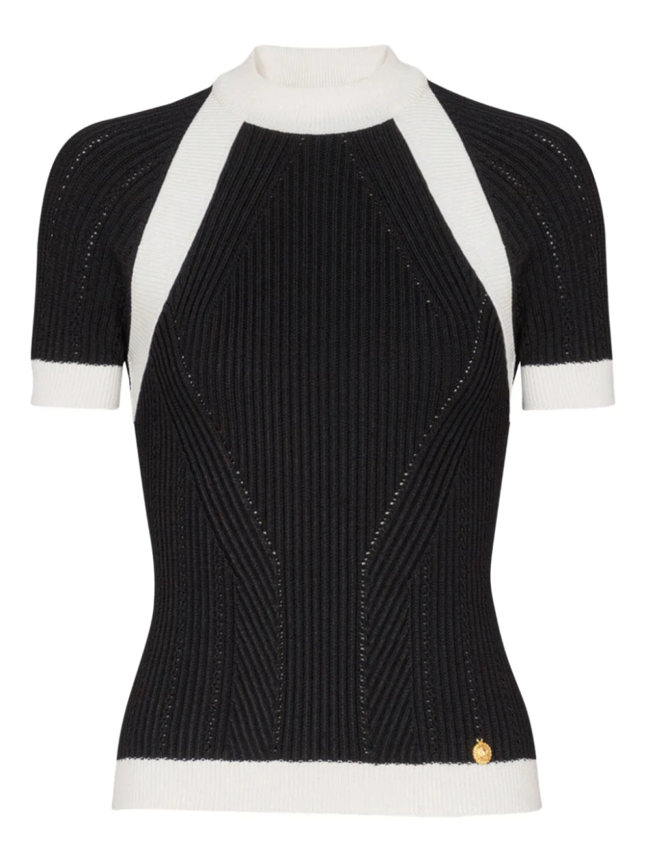 Футболка Balmain трикотажный топ с короткими рукавами, черный 
Футболка Balmain трикотажный топ с короткими рукавами, черный