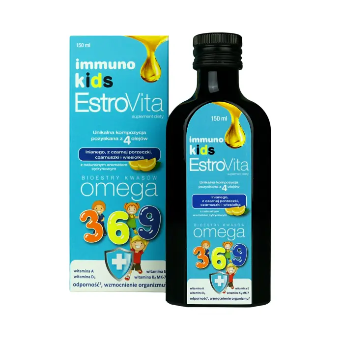 Estrovita Immuno Kids Olej омега 3-6-9 для детей, 150 ml
Estrovita Immuno Kids Olej омега 3-6-9 для детей, 150 ml