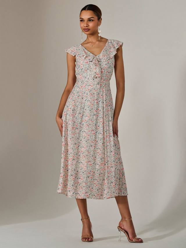 Платье midaxi с v-образным вырезом и оборками Jolie Moi, розовый/разноцветный
Платье midaxi с v-образным вырезом и оборками Jolie Moi, розовый/разноцветный